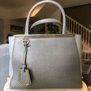 Fendi vitello elite petite 2 jours tote grigio